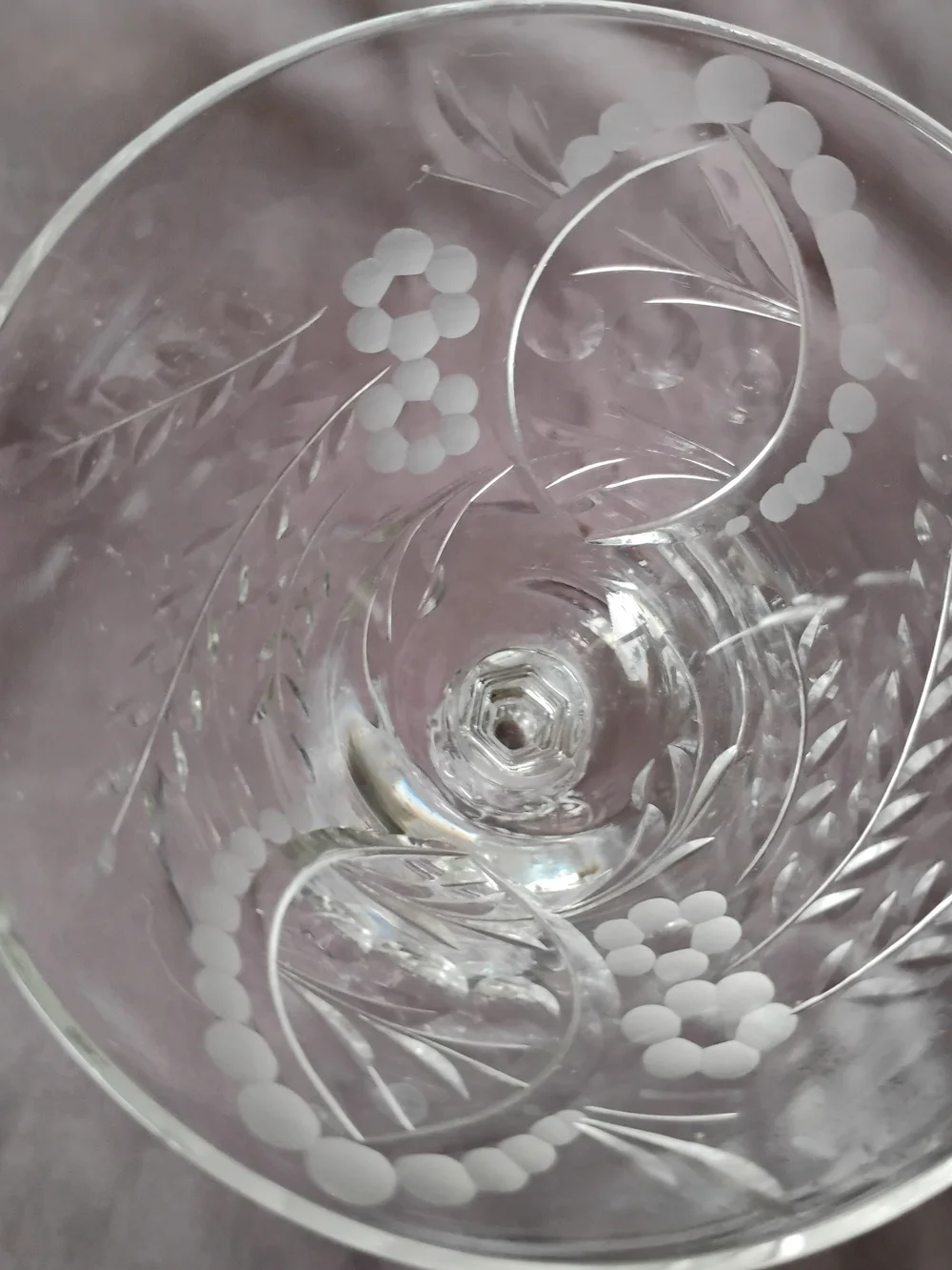 Etched Crystal 6 Piece Set — Rare Vintage Intricate Design
